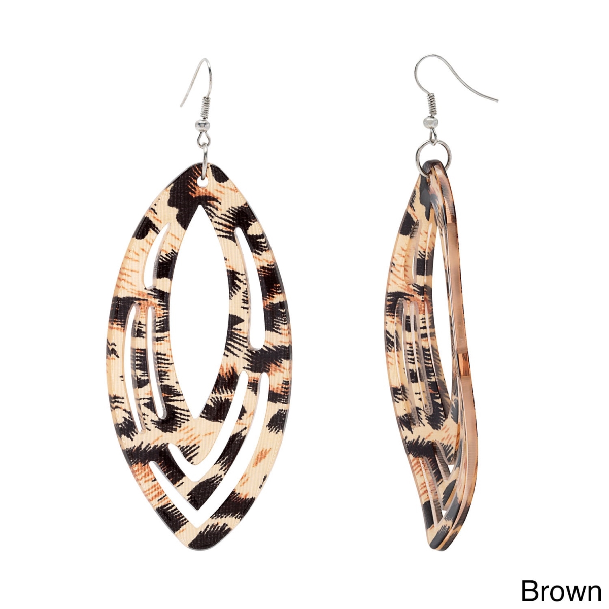 Picture of Alexa Starr 6862-EP-Brown Animal Print Cheetah Lucite Cutout Drop Earrings