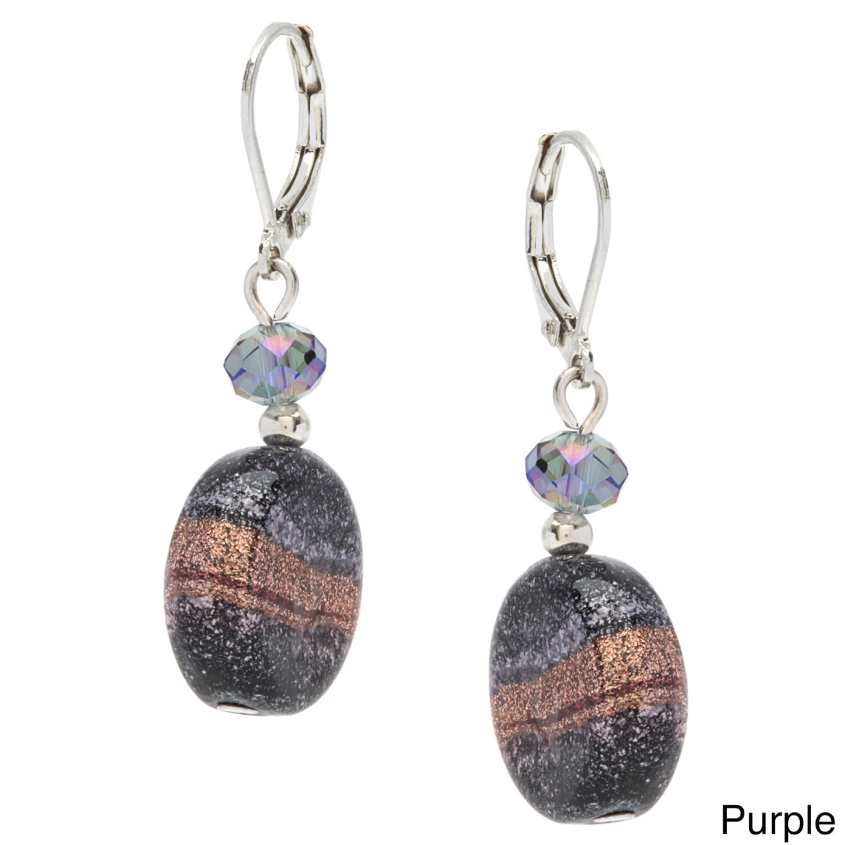 Picture of Alexa Starr 6064-EP-PURPLE Fancy Painted and Faceted Glass Round Earrings
