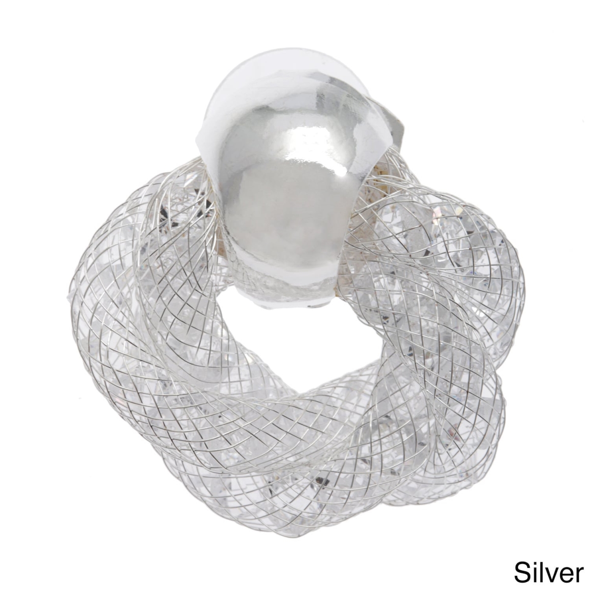 Picture of Alexa Starr 7003-EP-Silver Glass Mesh Twisted Earrings