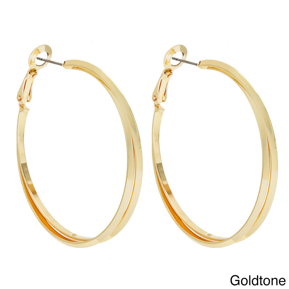 Picture of Alexa Starr 5291-EP-Gold Two-Row Knife Edge Hoop Earrings