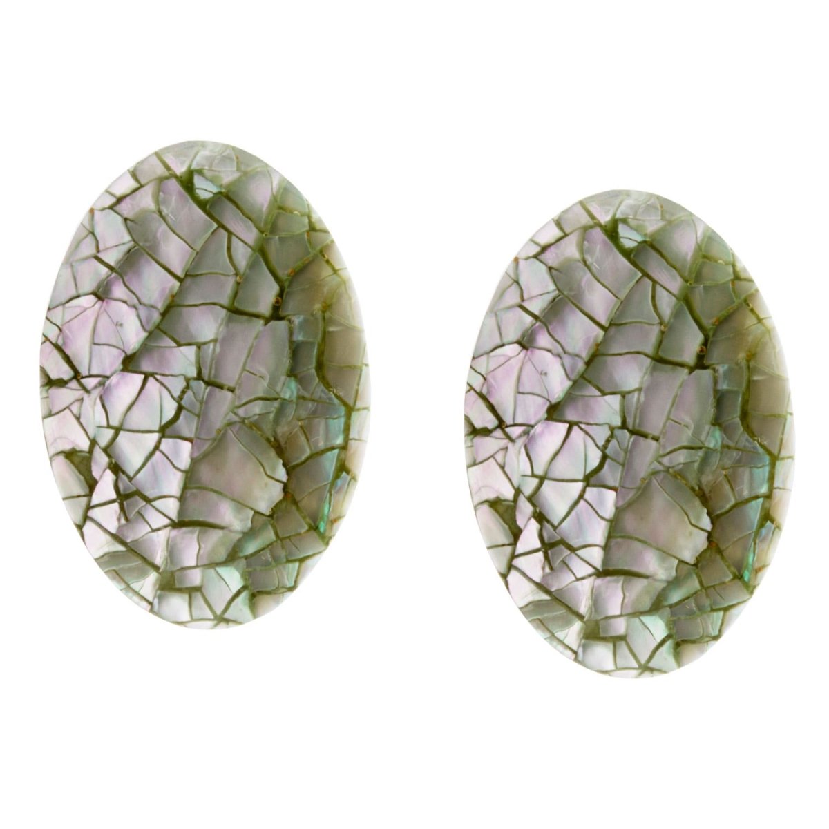 Picture of J&H Designs 2127/EC Silvertone Mosaic Shell Clip-on Earrings