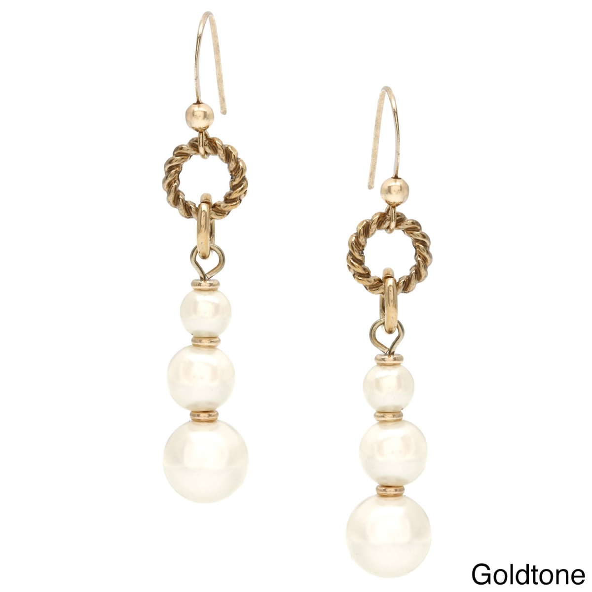 Picture of Alexa Starr 6401-EP-G Linear Glass Pearl and Burnished Metal Drop Earrings