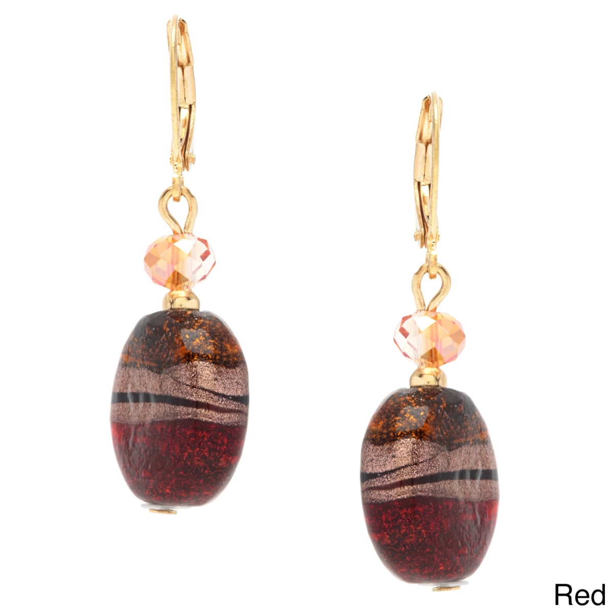 Picture of Alexa Starr 6064-EP-RED Fancy Painted and Faceted Glass Round Earrings