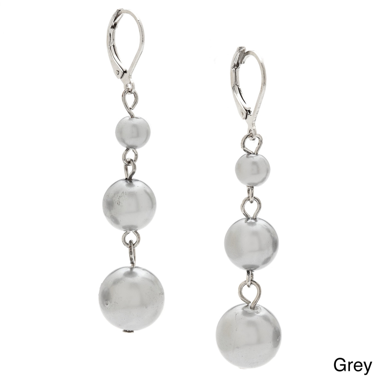 Picture of Alexa Starr 4418-EP-Grey Graduated 3-tier Faux Pearl Drop Earrings