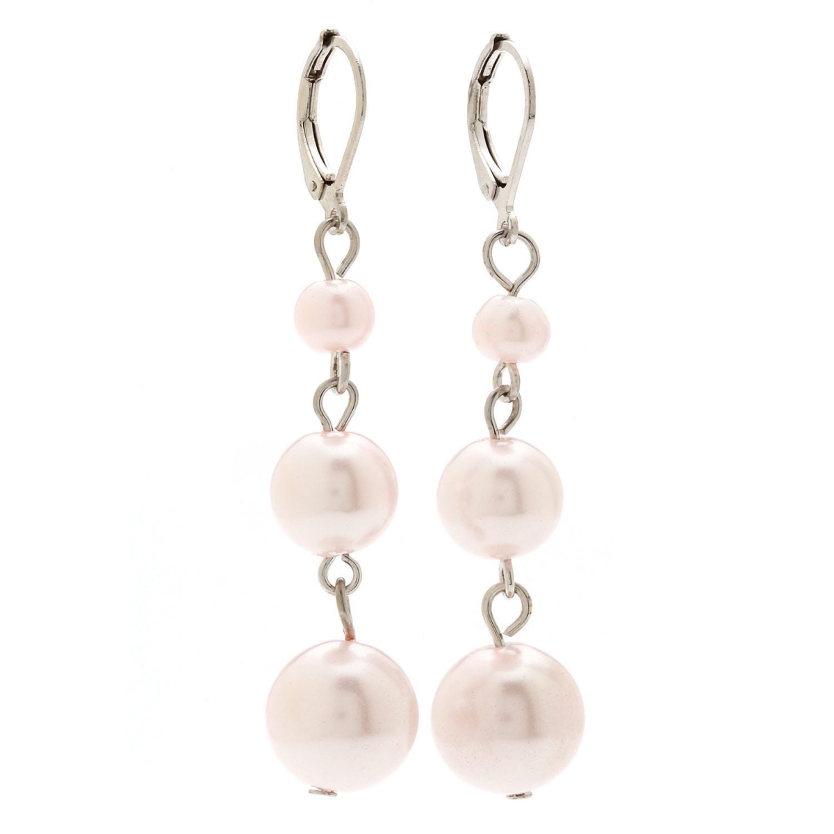 Picture of Alexa Starr 4418-EP-Pink Graduated 3-tier Faux Pearl Drop Earrings