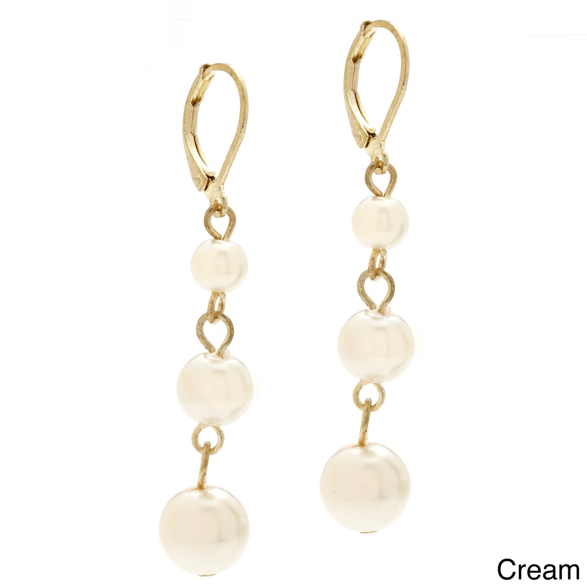 Picture of Alexa Starr 4418-EP-Cream Graduated 3-tier Faux Pearl Drop Earrings
