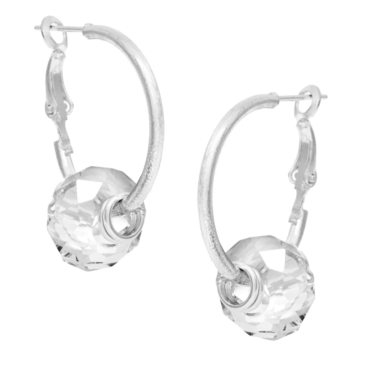 Picture of Alexa Starr K876-EP1-S Goldtone or Silvertone Faceted Glass Bead Hoop Earrings