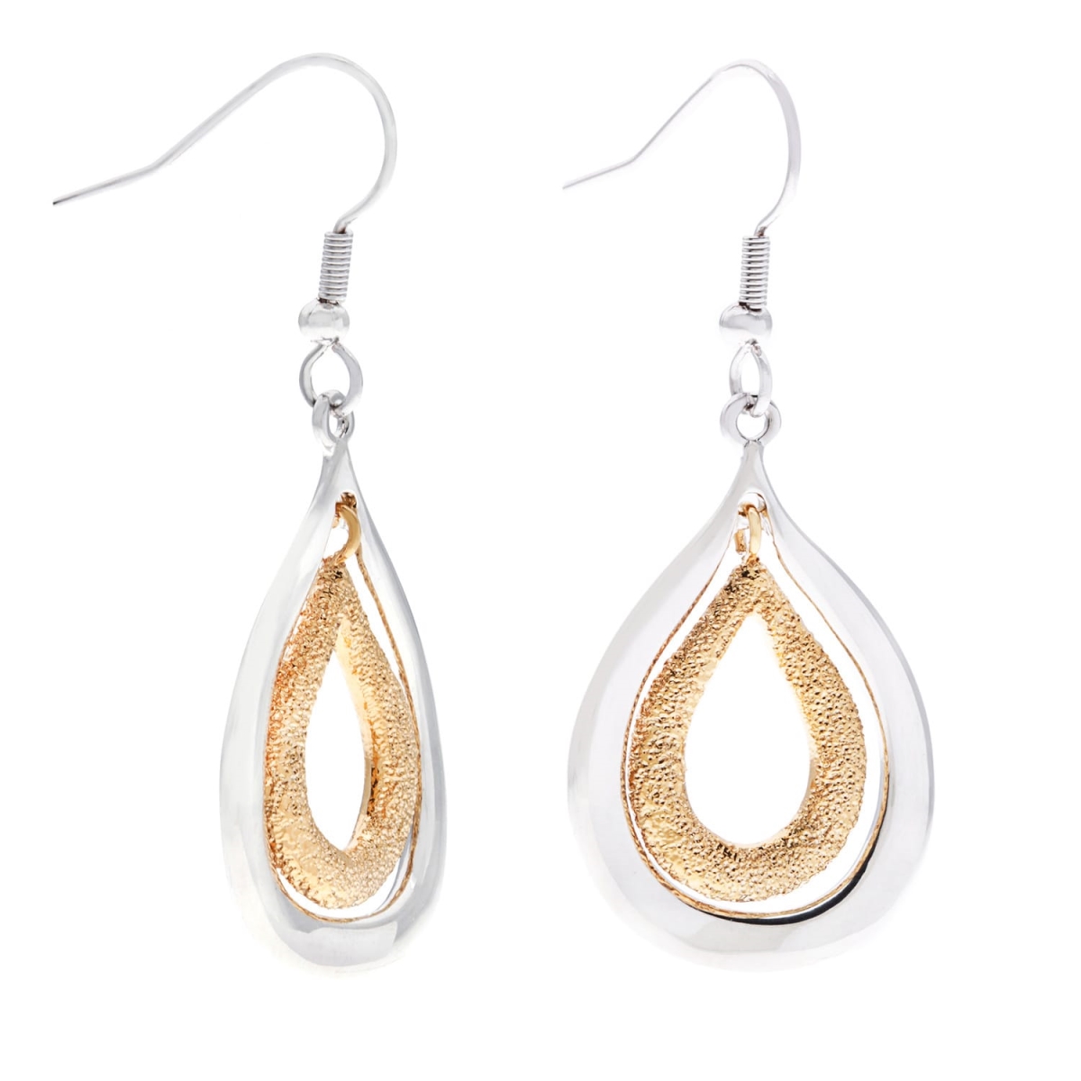 Picture of J&H Designs 7365-EP Two-tone Teardrop Earrings - Silver
