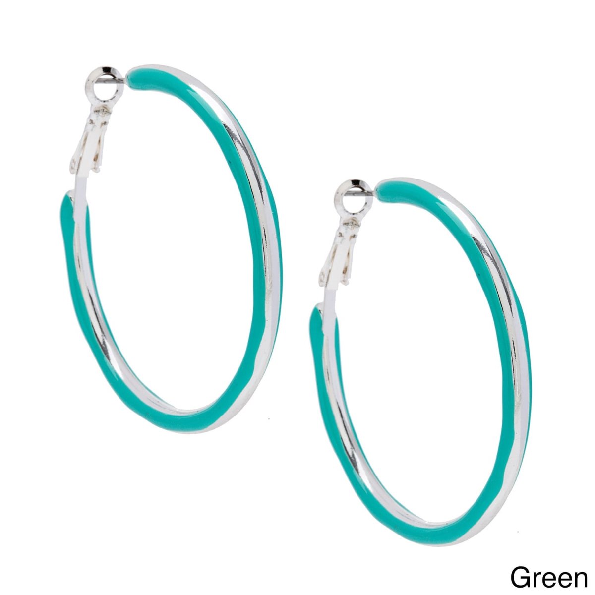 Picture of J&H Designs 7314-EP-Green Epoxy 2-sided Hoop Earrings