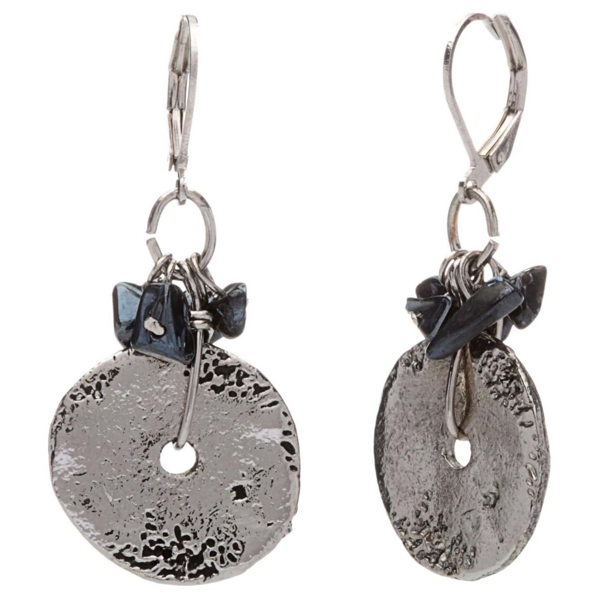Picture of Alexa Starr 5919-EP-Black Burnished Gold Disc Cluster Top Earrings