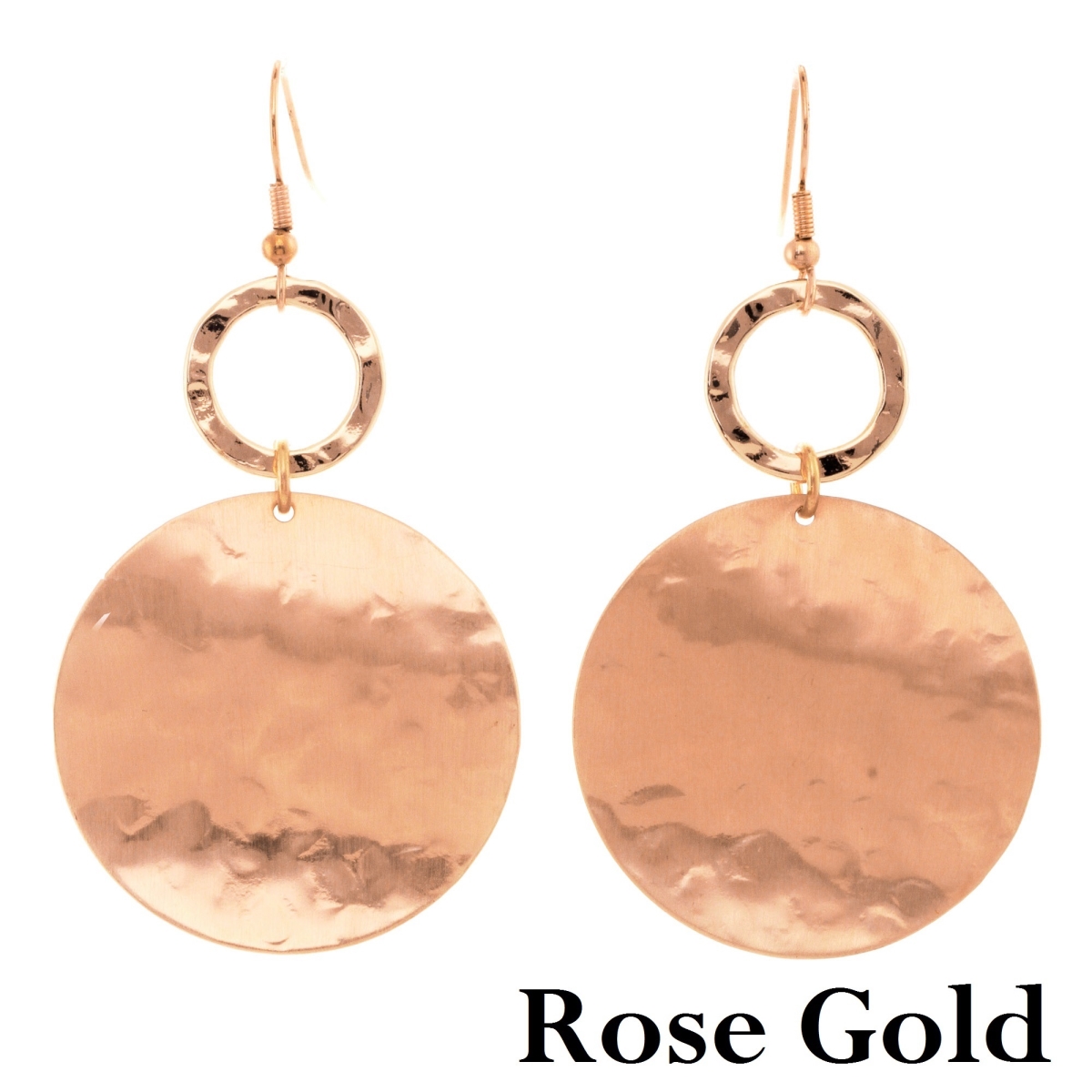 Picture of J&H Designs 9239-EP-Rose Hammered Disc Double Drop Earrings