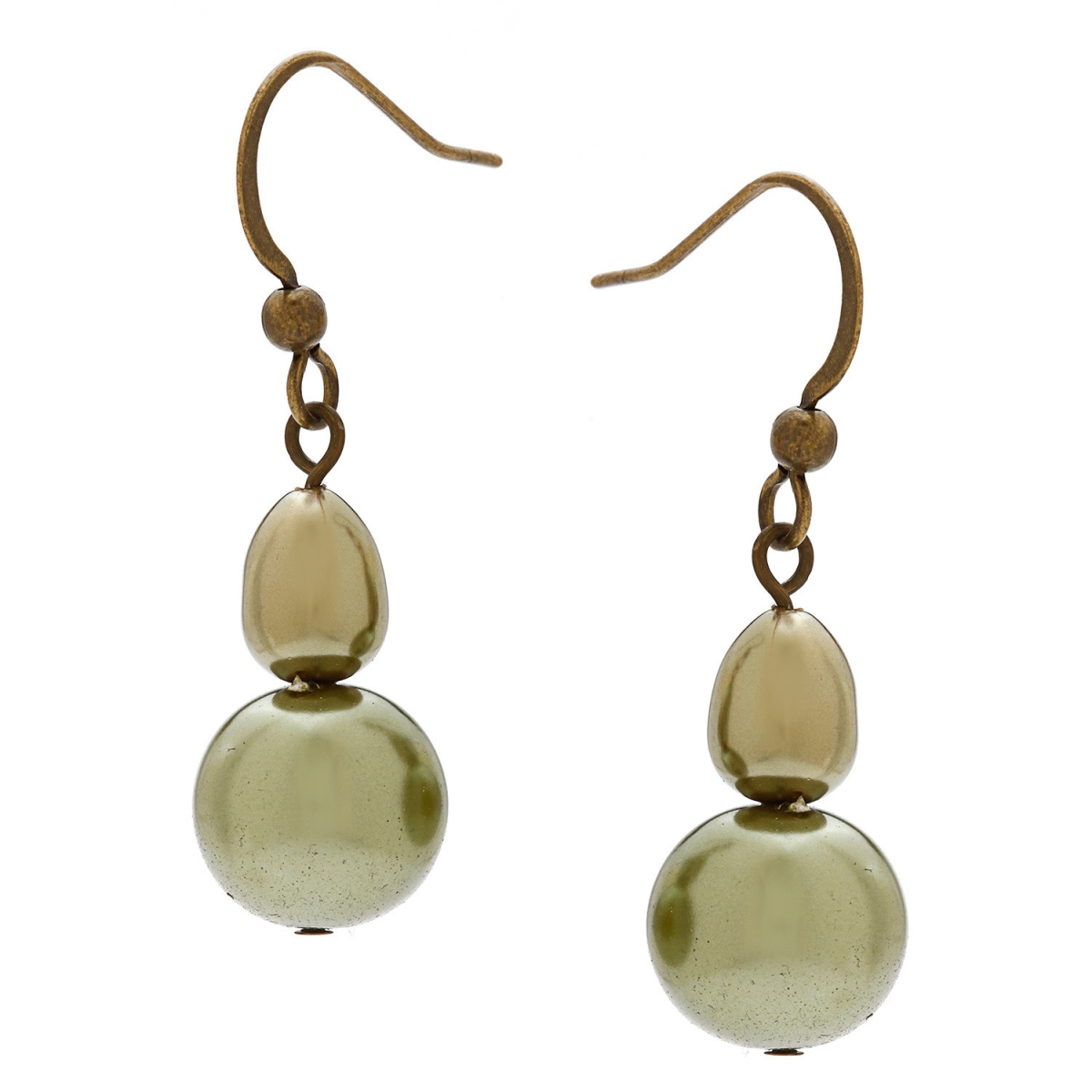 Picture of Alexa Starr 4772-EP-Olive Round/ Baroque Glass Pearl Double Drop Earrings