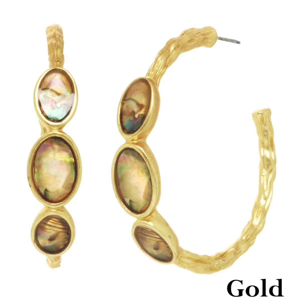 Picture of J&H Designs 9328-EP-G Shell Inlay Hoop Earrings