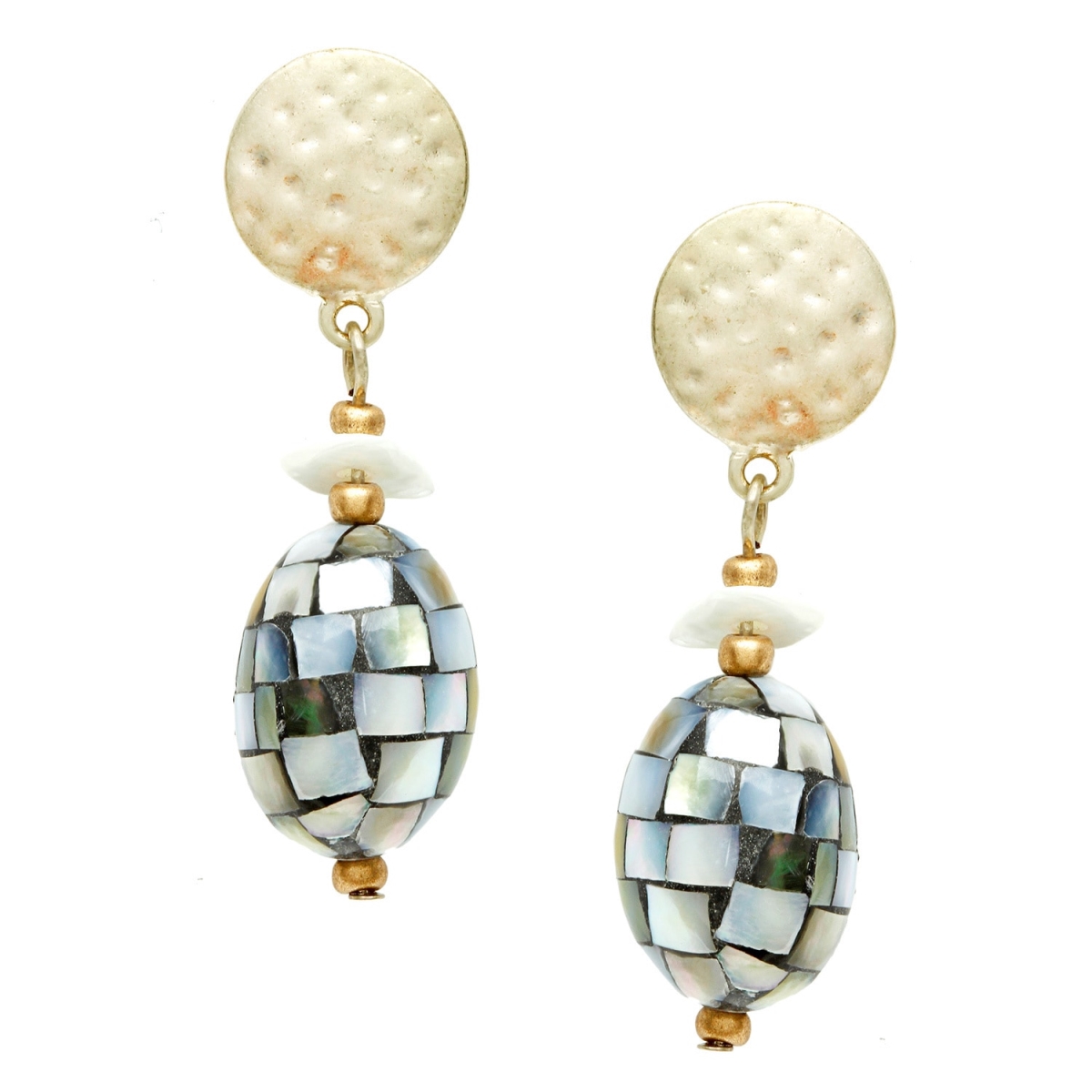 Picture of Alexa Starr 5119-EP Mosaic Shell Earrings - Green