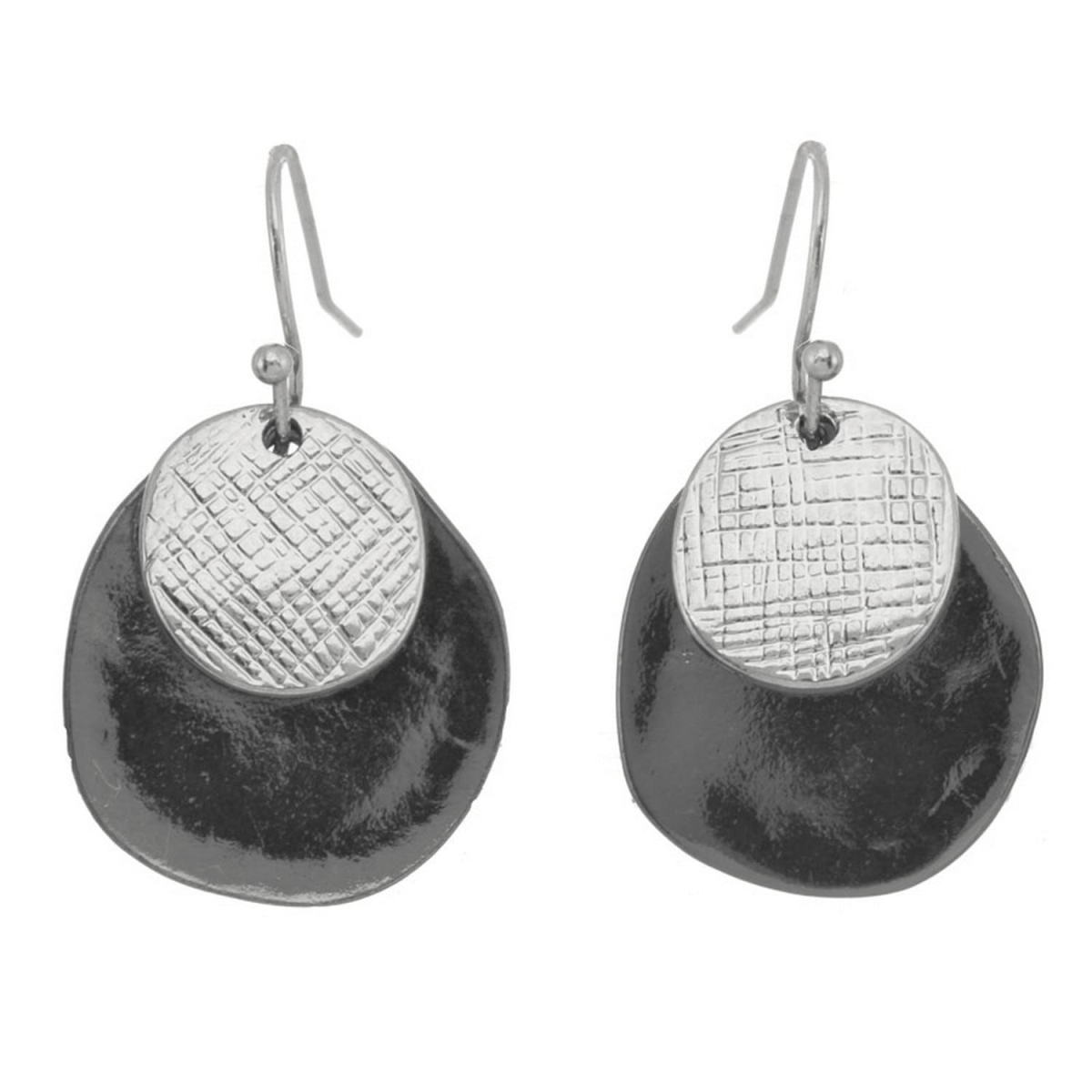 Picture of J&H Designs 9056-EP-Silver Etched & Hammered Drop Earrings