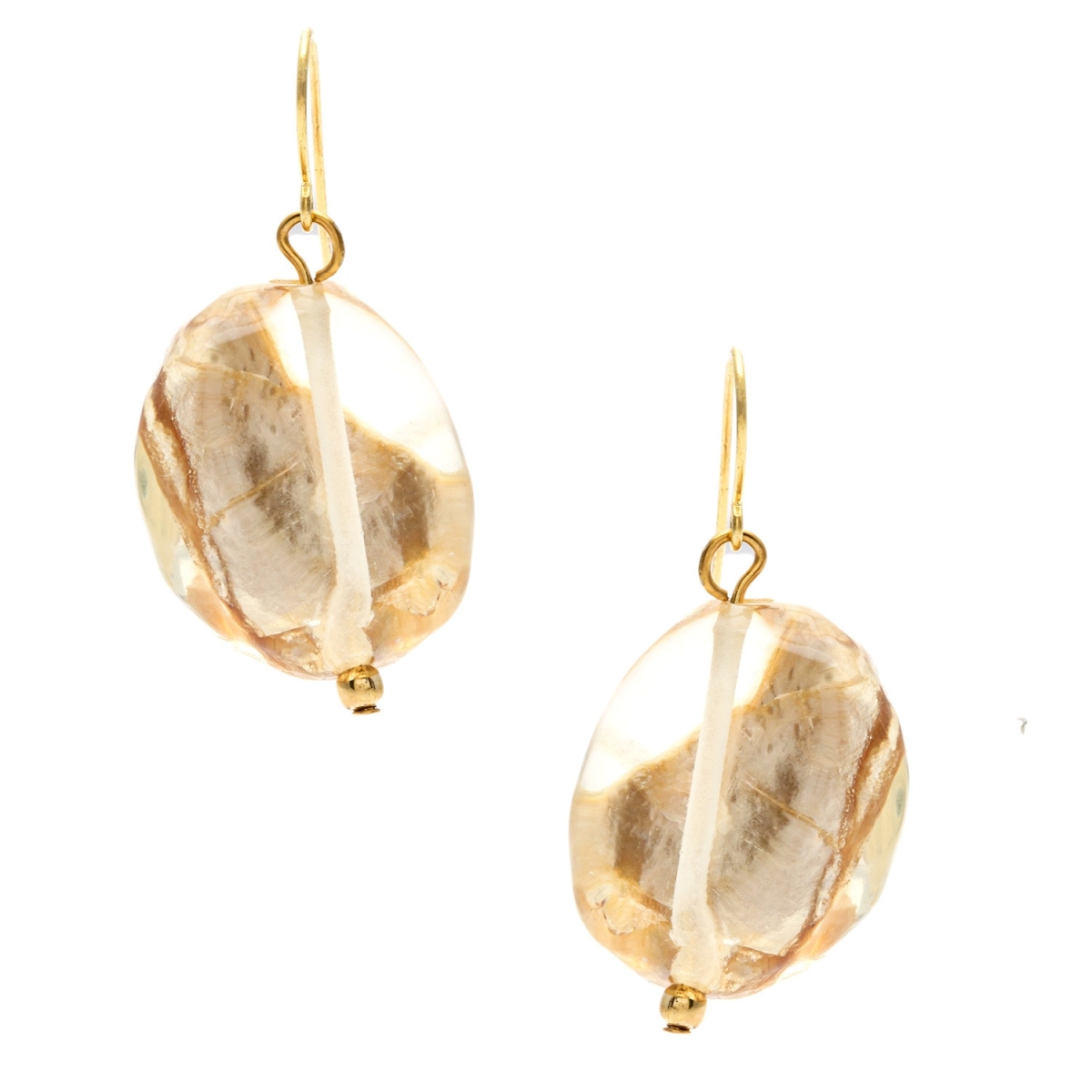 Picture of Alexa Starr 4277/E Goldtone Gold Fleck Lucite Double Drop Earrings - brown