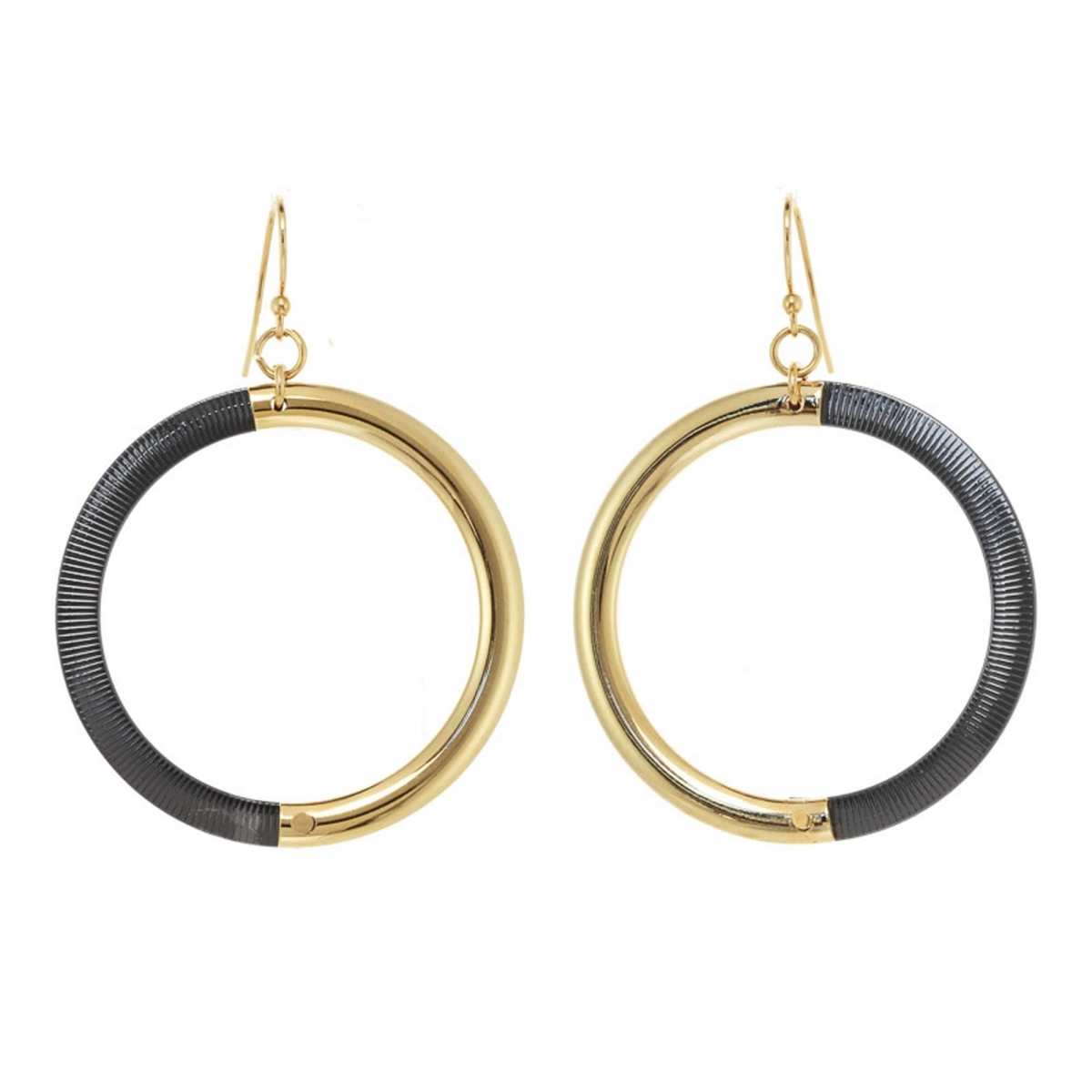 Picture of J&H Designs 9211-EP-Gold Two Tone Drop Hoop Earrings