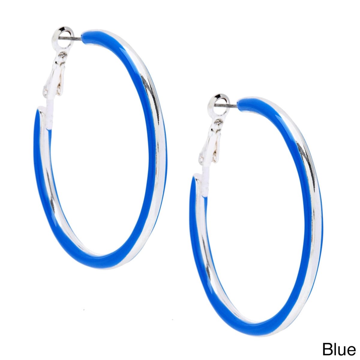 Picture of J&H Designs 7314-EP-Blue Epoxy 2-sided Hoop Earrings