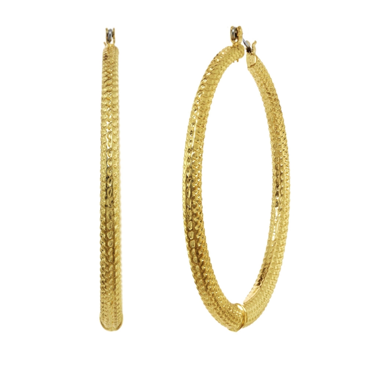 Picture of J&H Designs 9359-EP-Gold Hammered Hoop Earrings