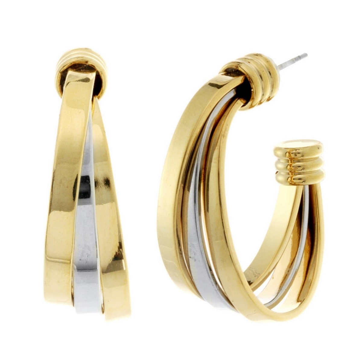 Picture of J&H Designs 9216-EP- 2 Tone Two Tone &apos;J&apos; Hoop Earrings