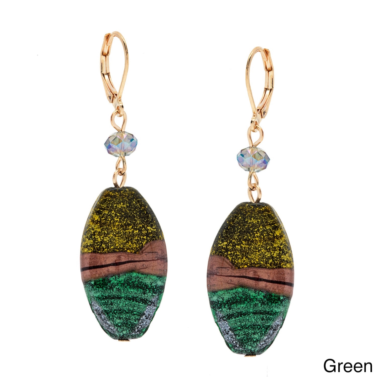 Picture of Alexa Starr 6063-EP-GREEN Fancy Painted and Faceted Glass Earrings