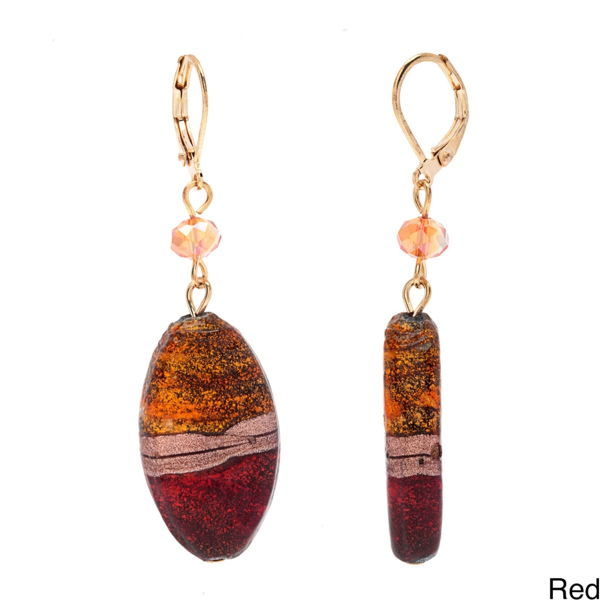 Picture of Alexa Starr 6063-EP-RED Fancy Painted and Faceted Glass Earrings