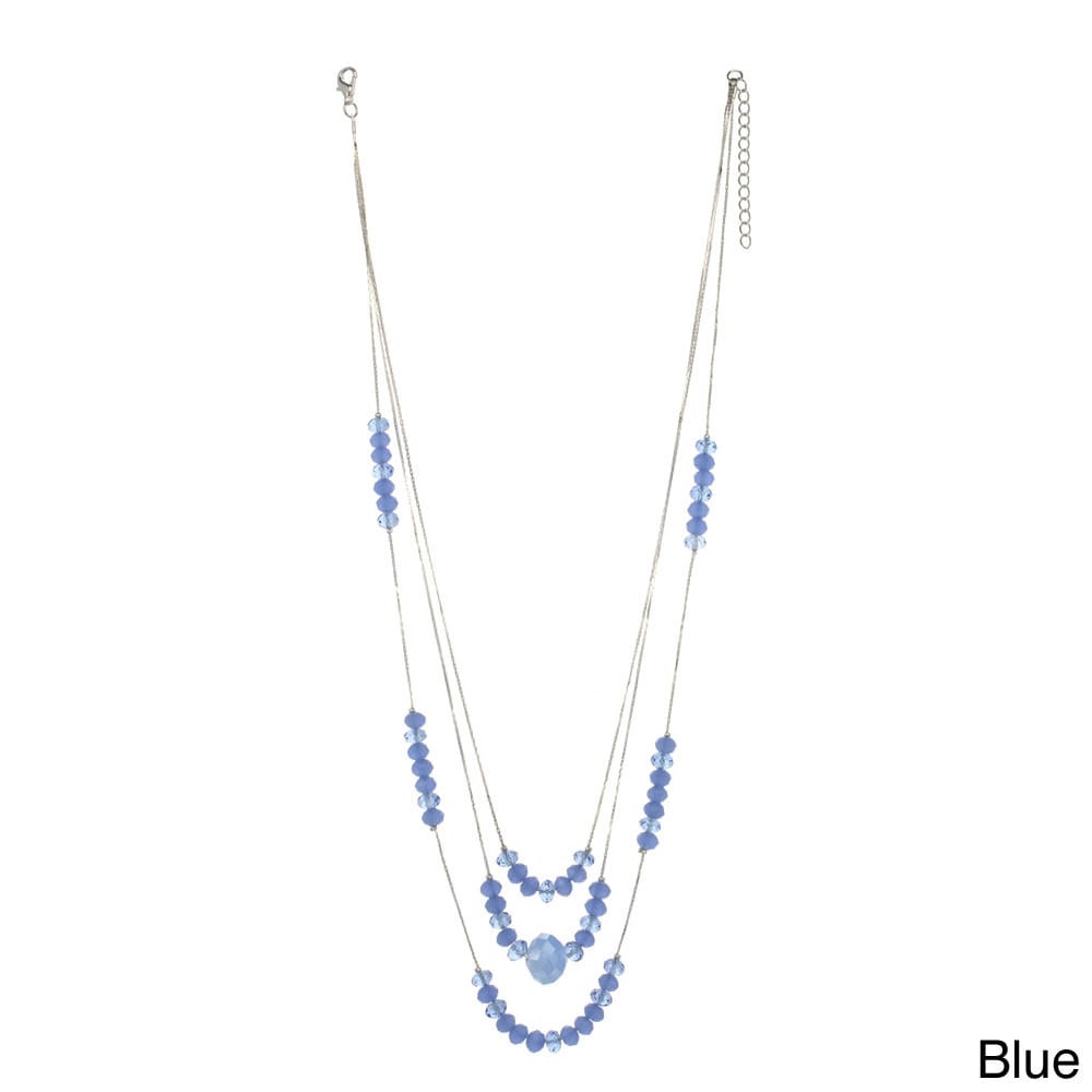 Picture of J&H Designs J6036-N-Blue Crystal 3-strand Illusion Necklace