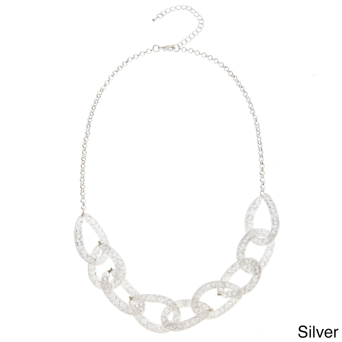 Picture of J&H Designs 7003-N-Silver Glass Mesh Interlocking Necklace