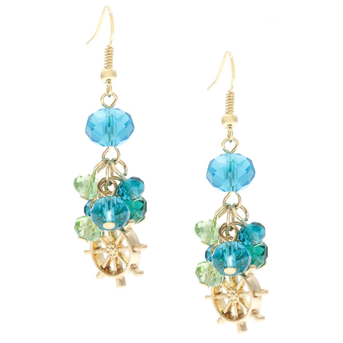 Picture of J&H Designs 7063-EP-Turq Linear Sea Life Wheel Charm Drop Earrings