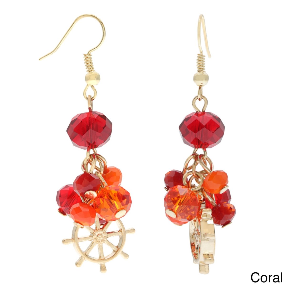 Picture of J&H Designs 7063-EP-Cor Linear Sea Life Wheel Charm Drop Earrings