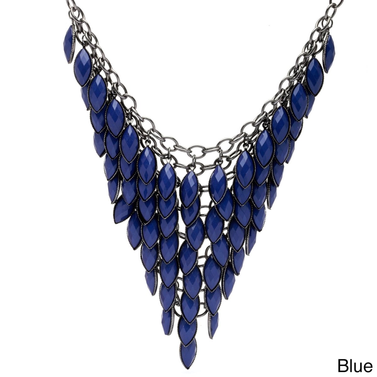 Picture of J&H Designs 6829/N/Blue Colored Faceted Lucite Bib Necklace