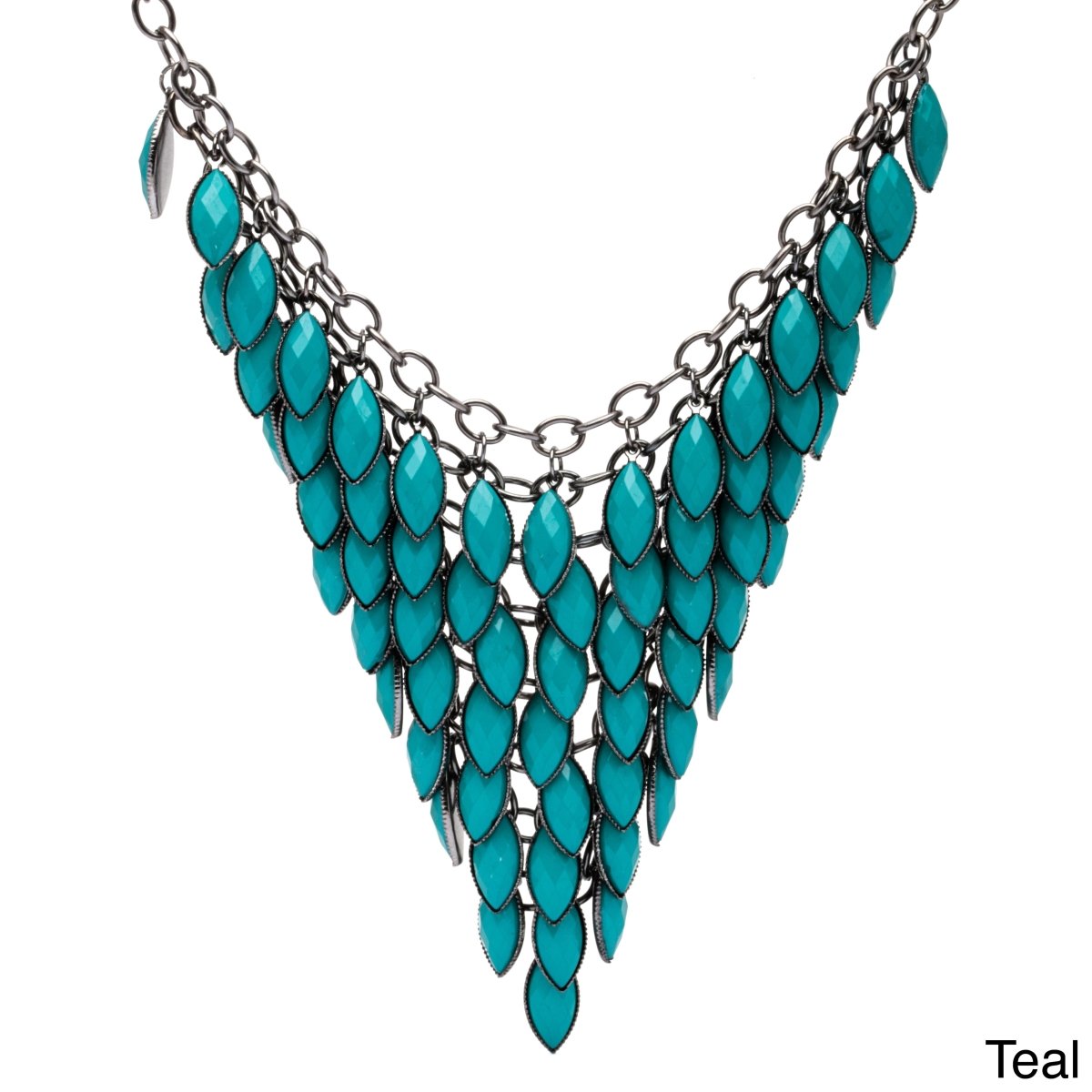 Picture of J&H Designs 6829/N/Teal Colored Faceted Lucite Bib Necklace