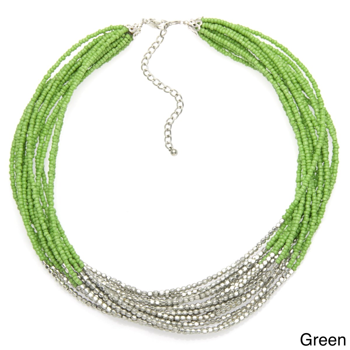 Picture of J&H Designs 7422-N-Green Mutli-strand Seed Bead Necklace