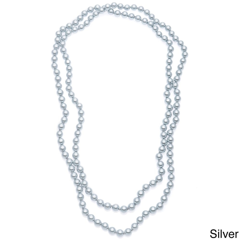Picture of J&H Designs 854-N-Silver Hand-knotted Endless 54-inch Glass Pearl Necklace (8-9 mm)
