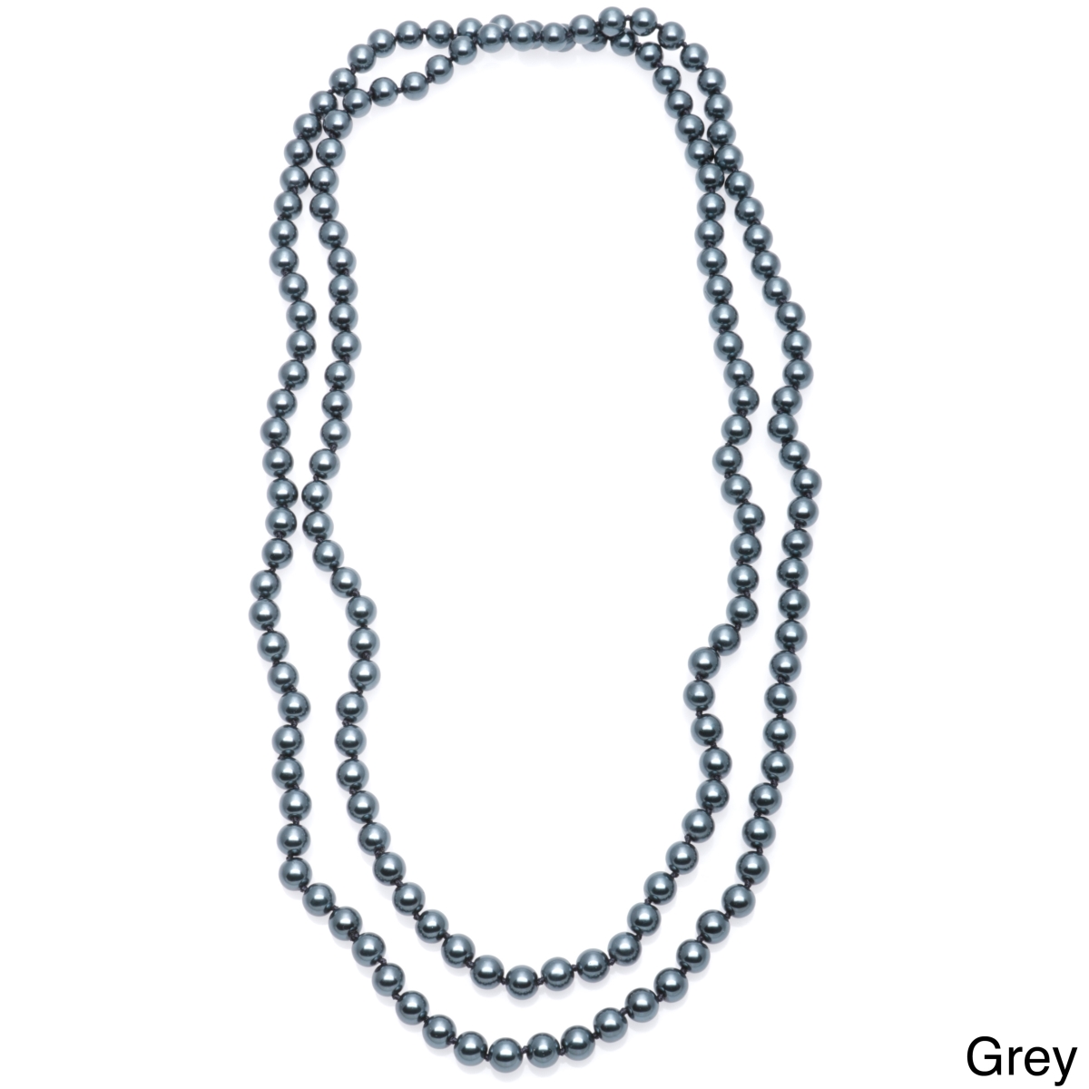 Picture of J&H Designs 854-N-Grey Hand-knotted Endless 54-inch Glass Pearl Necklace (8-9 mm)