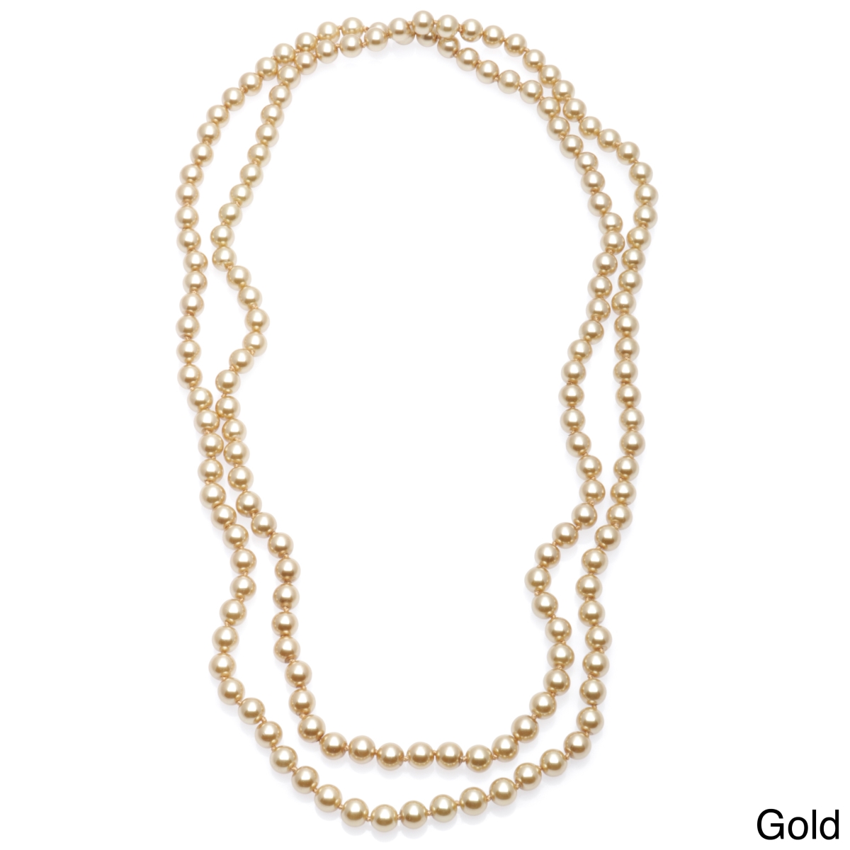 Picture of J&H Designs 854-N-Gold Hand-knotted Endless 54-inch Glass Pearl Necklace (8-9 mm)