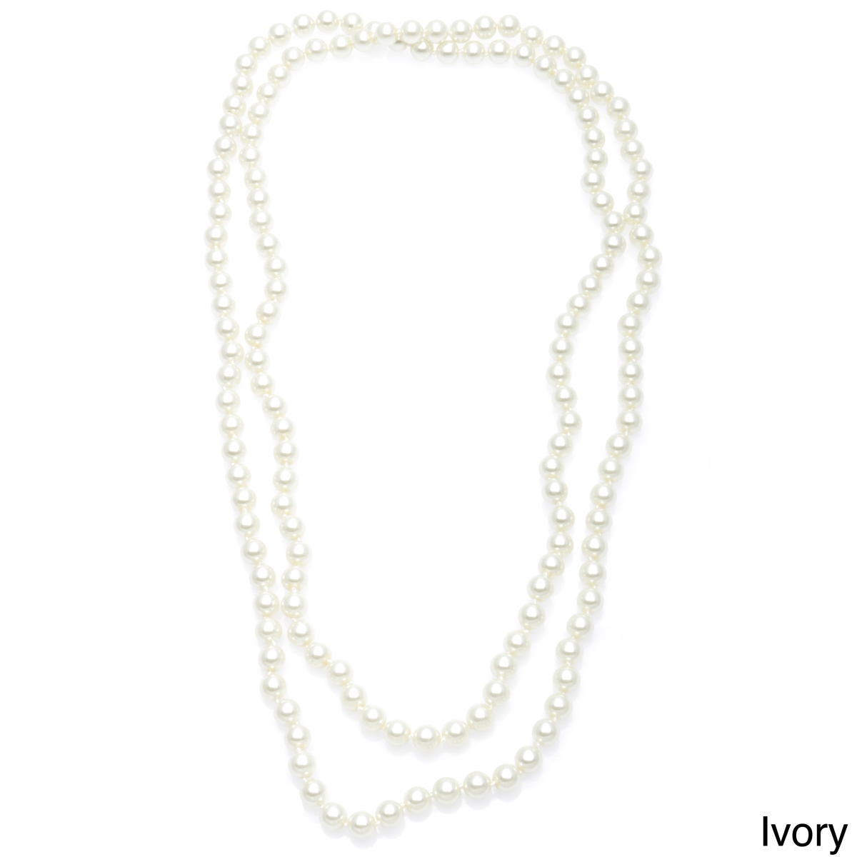 Picture of J&H Designs 854-N-Ivory Hand-knotted Endless 54-inch Glass Pearl Necklace (8-9 mm)