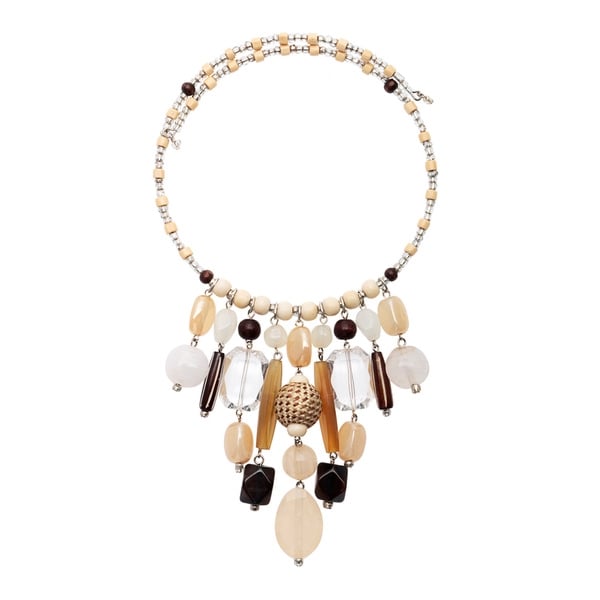 Picture of J&H Designs 4180-N Neutral Bead Drop Coil Necklace