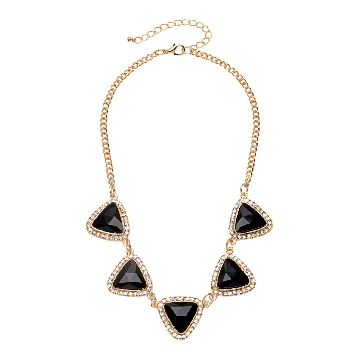 Picture of J&H Designs 7821-N-Black Multi-framed Triangle Crystal Front Piece Necklace
