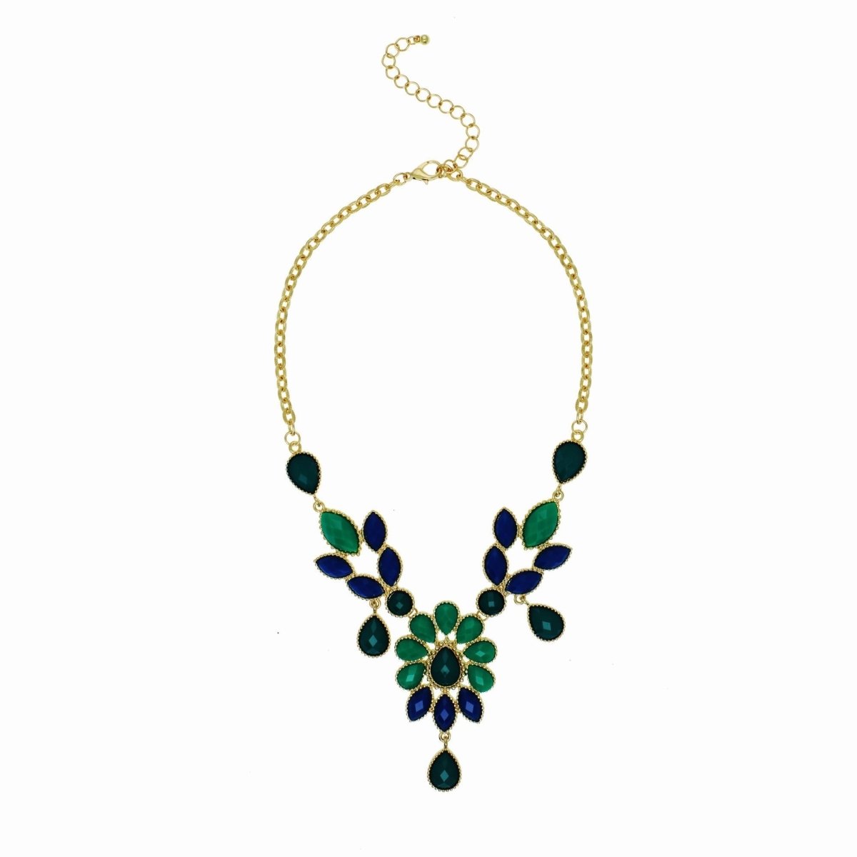 Picture of J&H Designs 7630-N-Green Green Flower Bib Necklace