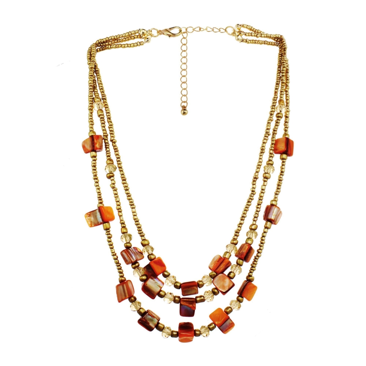 Picture of J&H Designs JHN9325_Brown Brown Shell & Goldtone Seabead Nested Necklace