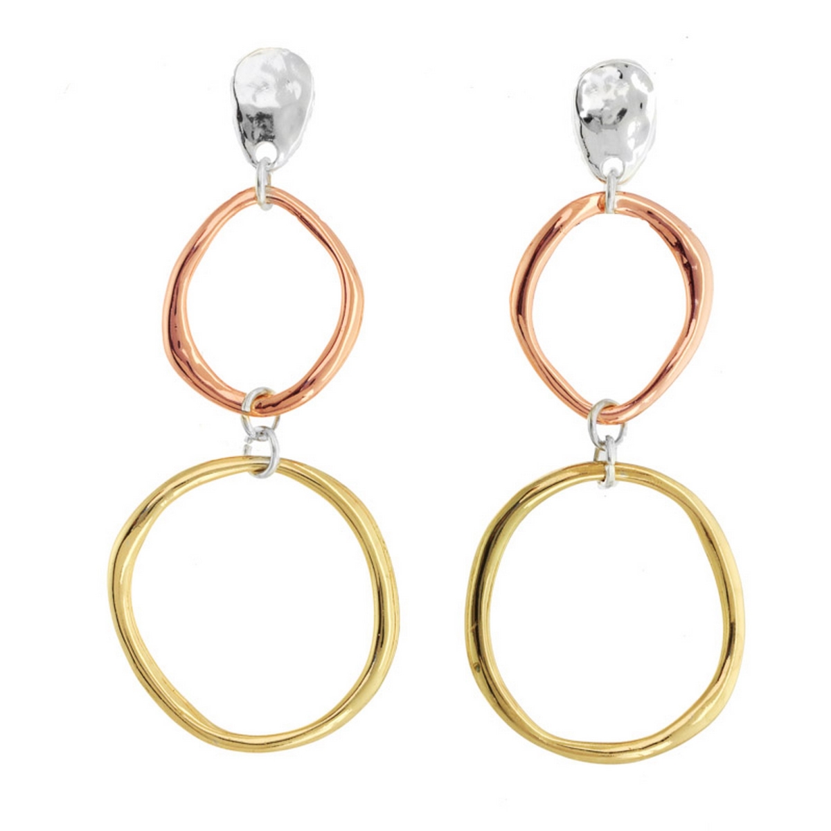 Picture of J&H Designs JHE9094 Tri Tone Cast Top Double Ring Earrings