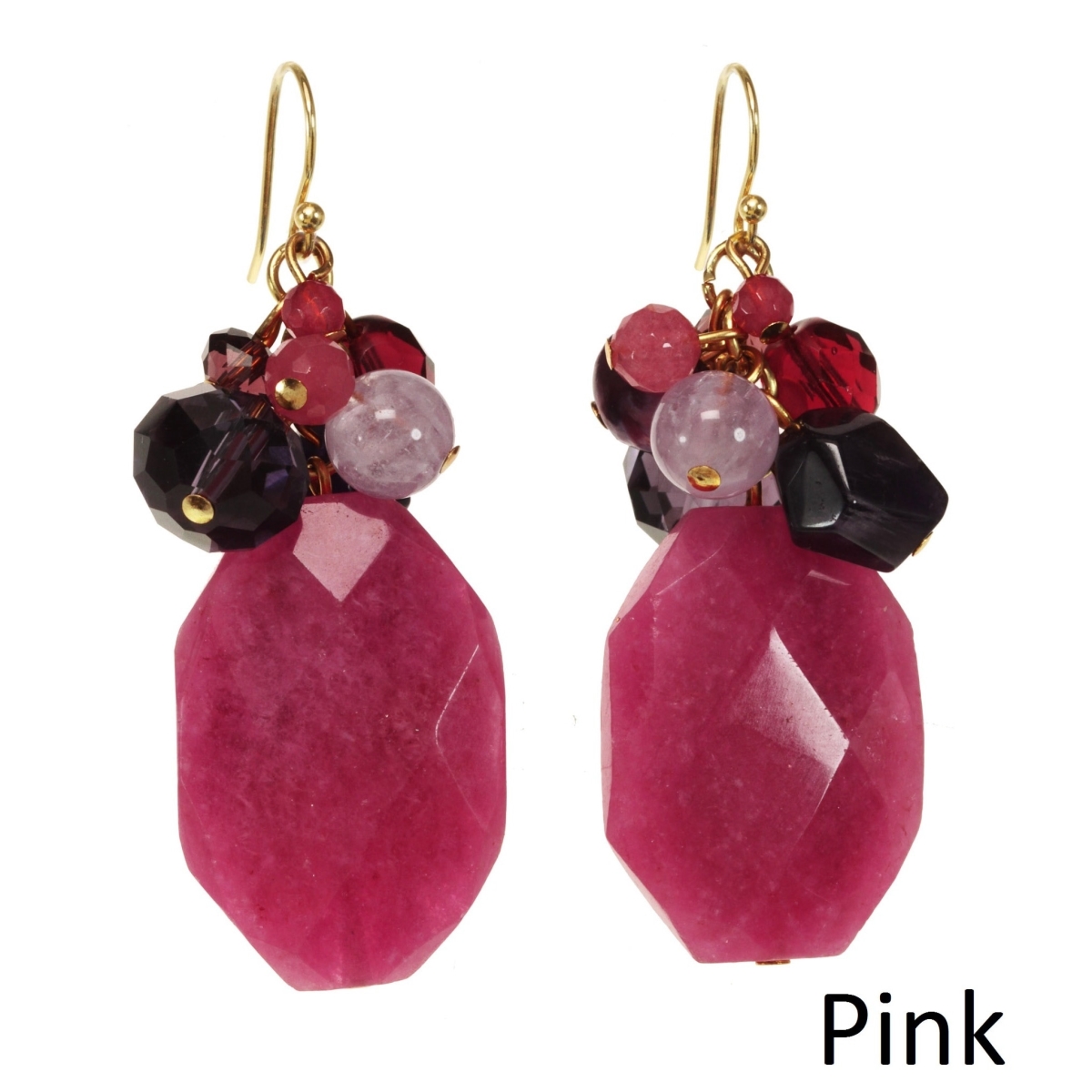 Picture of J&H Designs JHE692-Pink Gemstone Cluster Earrings