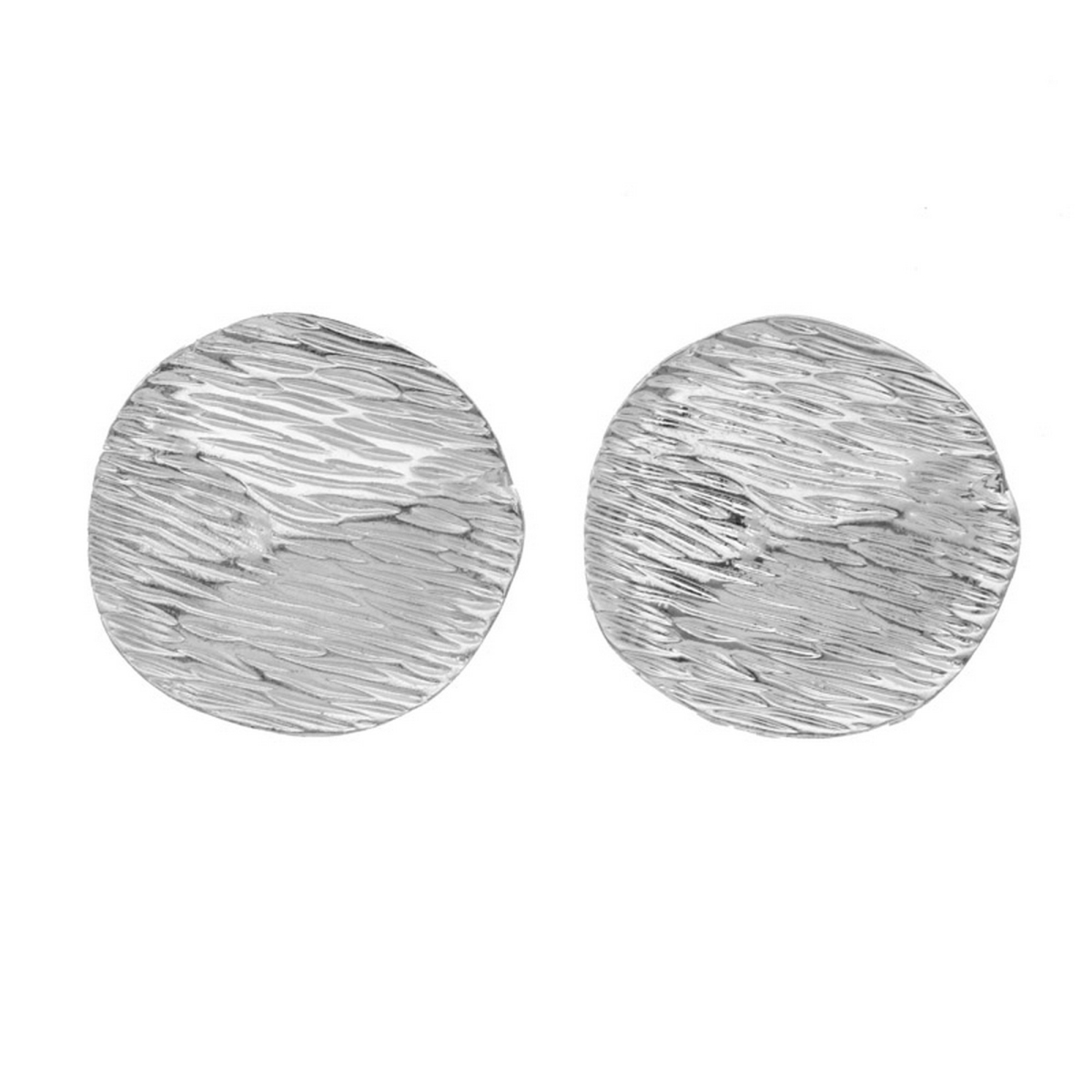 Picture of J&H Designs JH9350-EC-Silver Line-Etched Disc Clip-On Earrings