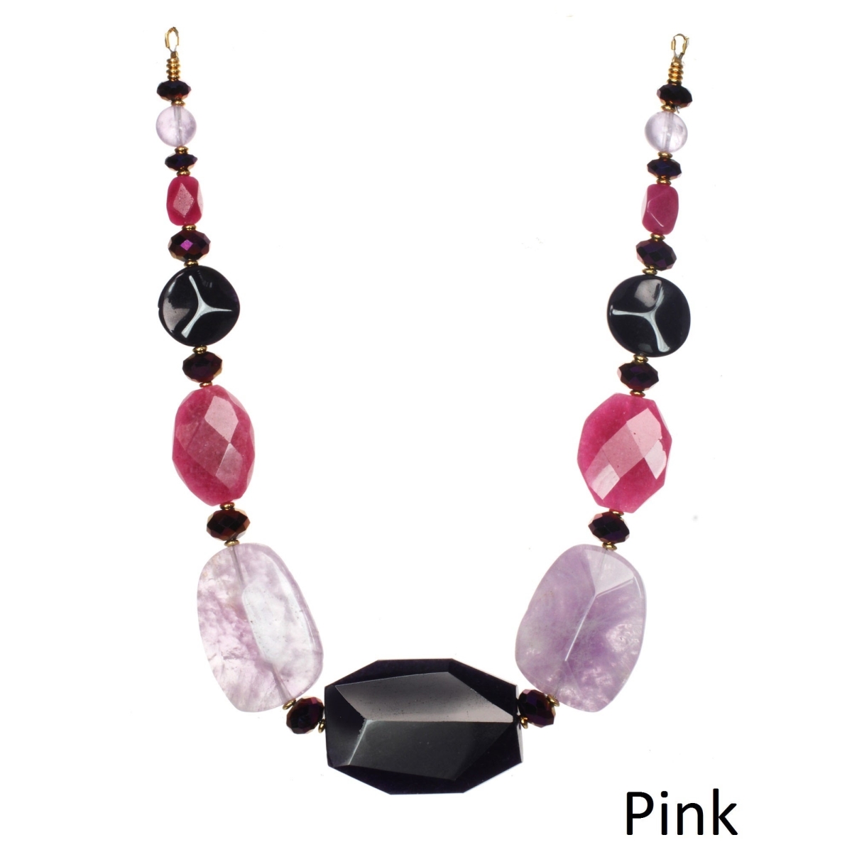 Picture of J&H Designs JHN692-Pink Gemstone Chunky Necklace