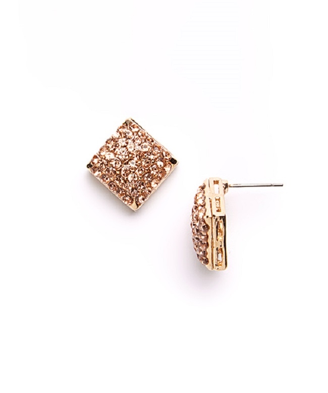 Picture of J&H Designs 7145-EC-Rose Gold Rose Gold & Rhinestone Square Stud Earrings - rose gold