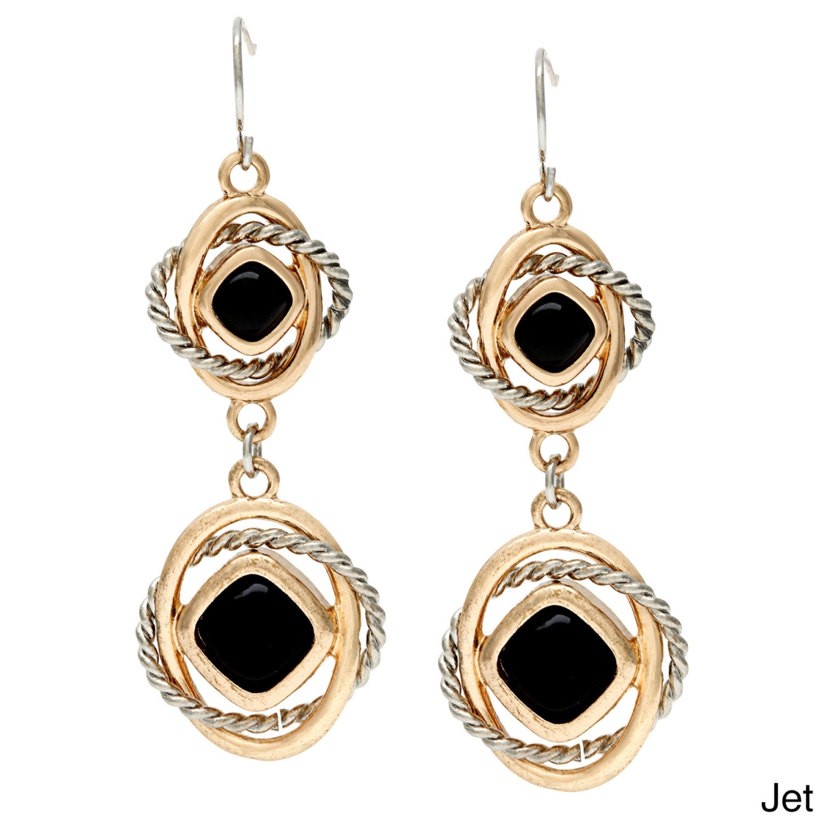 Picture of Alexa Starr 6156-EP-Jet Lucite Double Drop Interlocking Rings Earrings