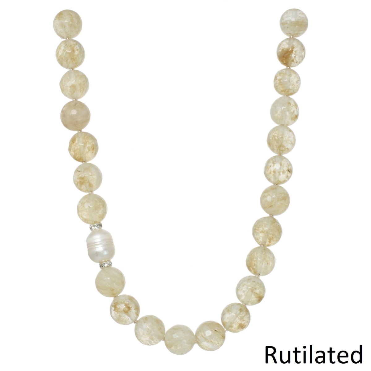 Picture of J&H Designs JHN9808-Rutilated Genuine Gemstone and Freshwater Pearl Necklace