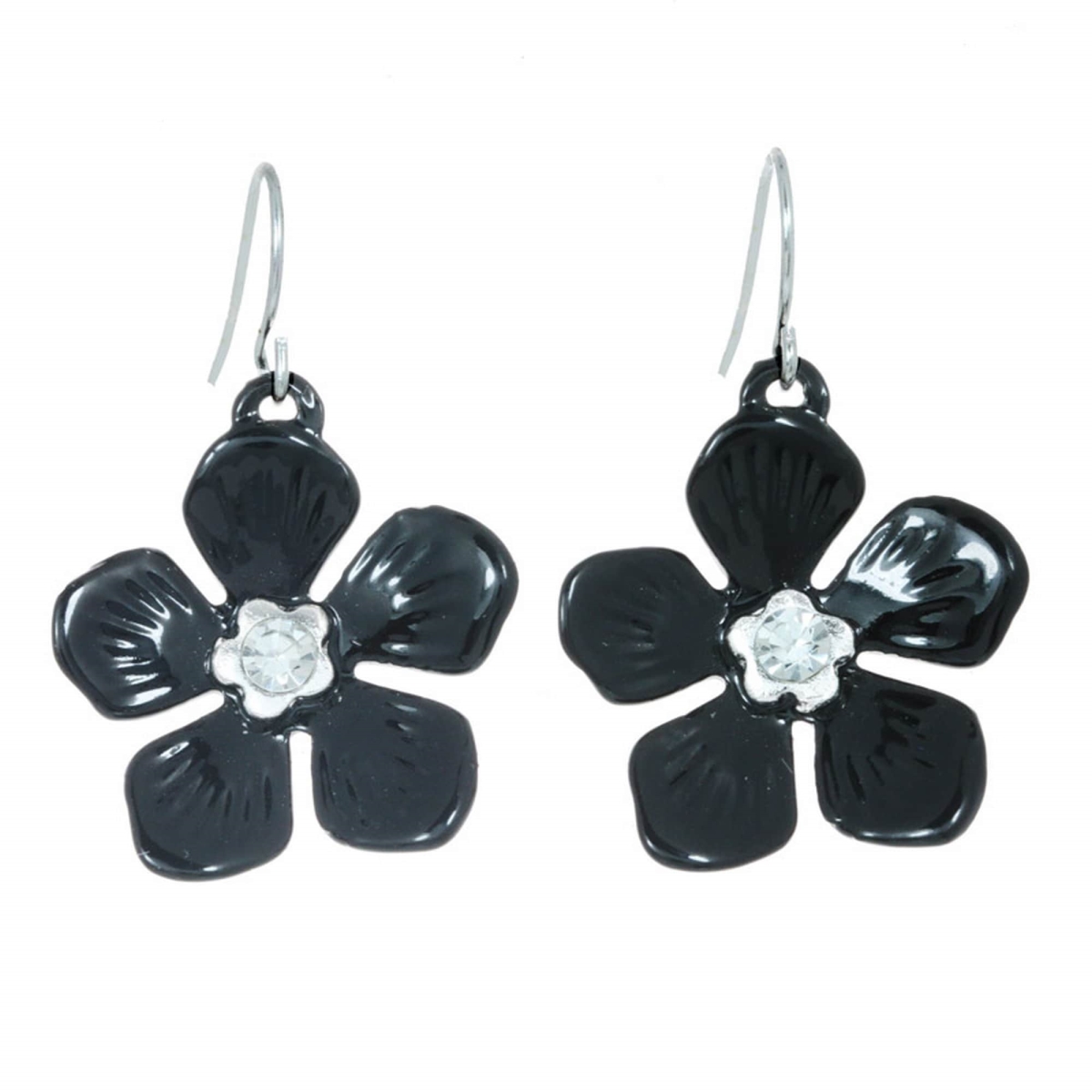 Picture of J&H Designs JHE9131_Black Flower Drop Earrings