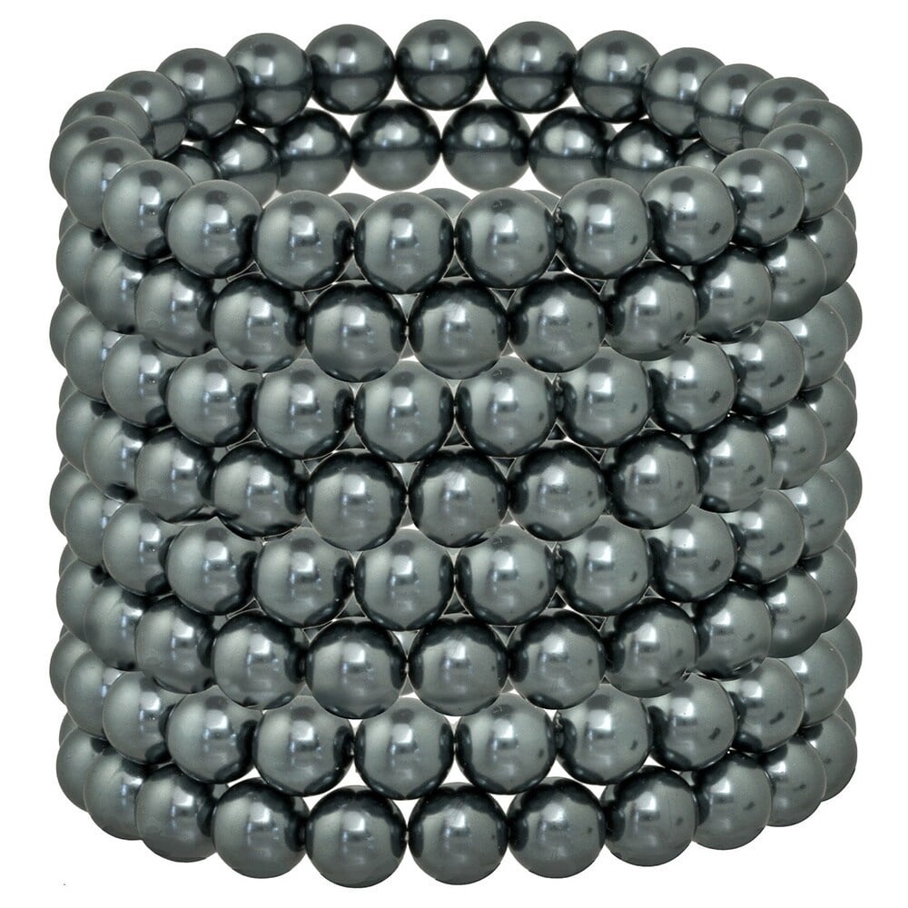Picture of J&H Designs 807-BR-Grey Ivory and Black Glass Pearl Stretch Bracelet Set